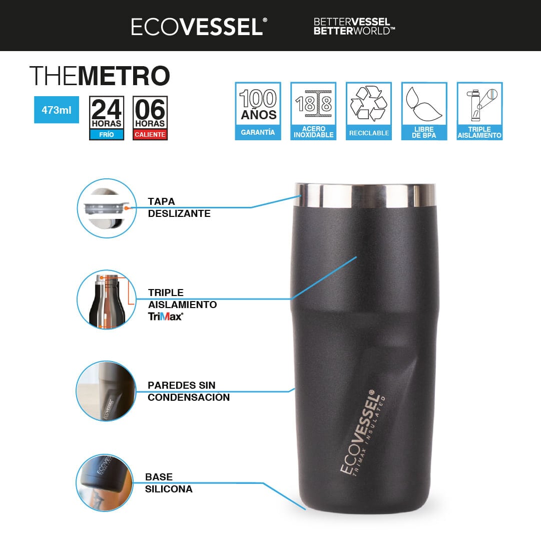 EcoVessel® The Metro Vacuum Insulated Tumbler - 16 oz.