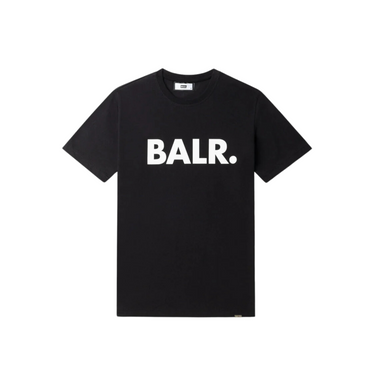 "Camiseta BALR. Brand Straight Fit de color negro con letras en blanco en la parte frontal."