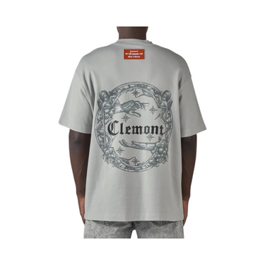 "Camiseta Clemont Ganimedes Oversized de color gris con estampado de ángeles atrás"