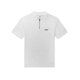 "Camiseta Polo BALR Regular Fit de color blanco con cierre de color negro en la parte frontal."