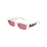 "Gafas Alexander Mcqueen con marco de color blanco y lentes de color rosado"