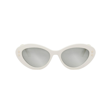 "Gafas Dior con marco de color blanco y lentes de color gris"