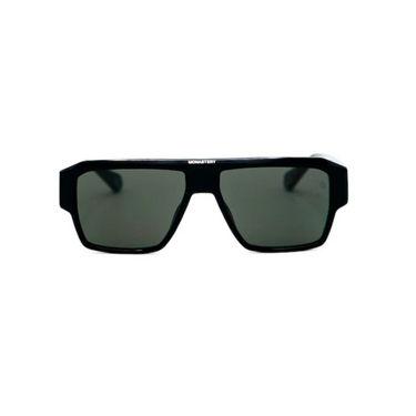 "Gafas Monastery rectangulares con marco de color negro y lentes de color verde."