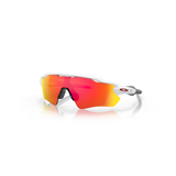 "Gafas Oakley Rada EV Path deportivas con montura de color blanco pulido y lentes prizm ruby."