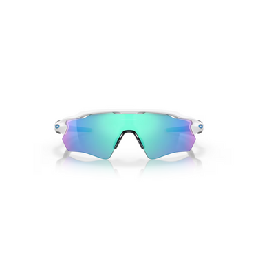 "Gafas Oakley Radar EV Path deportivas con marco de color blanco y lentes prim sapphire."