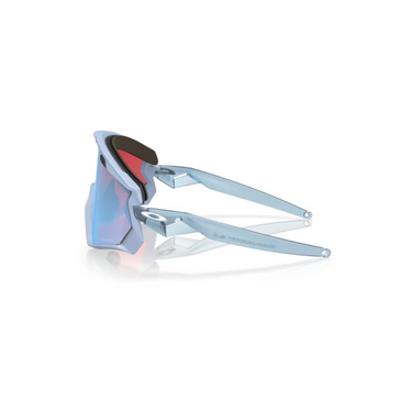 "Gafas Oakley Wind Jacket con montura mate translúcido y lentes Prizm snow sapphire."