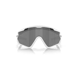 "Gafas Oakley Wind Jacket con montura de color blanco mate y lentes prizm black."