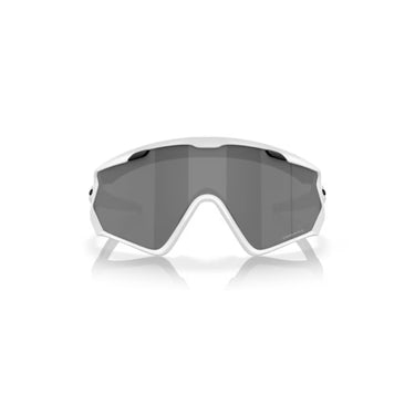 "Gafas Oakley Wind Jacket con montura de color blanco mate y lentes prizm black."