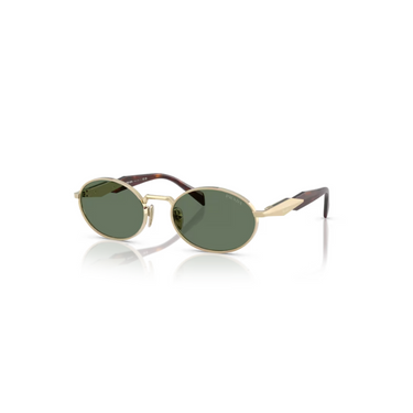 "Gafas Prada con marco de color dorado y lentes de color verde"