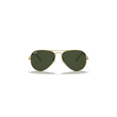 "Gafas Ray-Ban con marco de color dorado y lente de color verde"