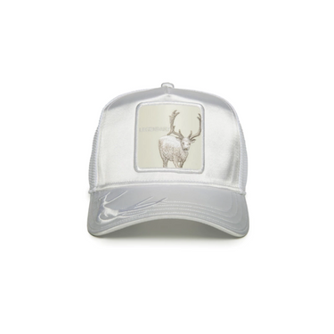 "Gorra Goorin Bros Legendary de color blanco con estampado de fauna en la parte frontal."