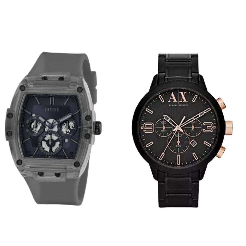 Perfect Match Reloj Guess + Reloj Armani Exchange