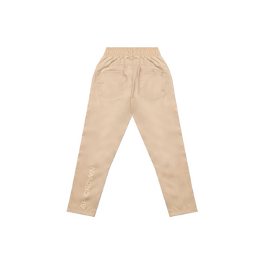 "Pantalón Ap Crown Shiva de color beige con el logotipo estampado en la parte frontal."