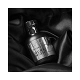 "perfume blackoud dubai nigth color negro y plateado en tela negra fina"