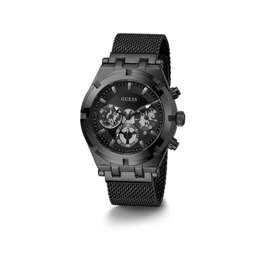 "Reloj Guess Continental de color completamente negro."