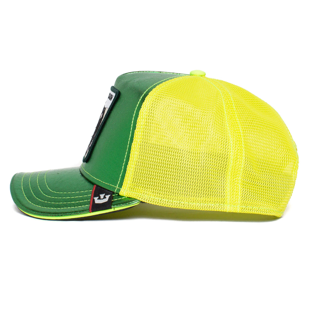 Gorra de camionero verde y amarilla